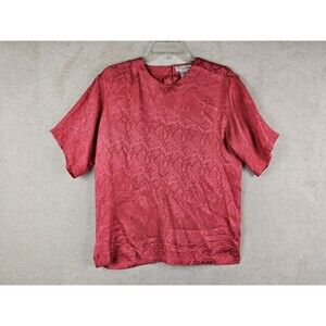Vintage Gantos 100% Pure Silk Paisley Blouse Top Pink M